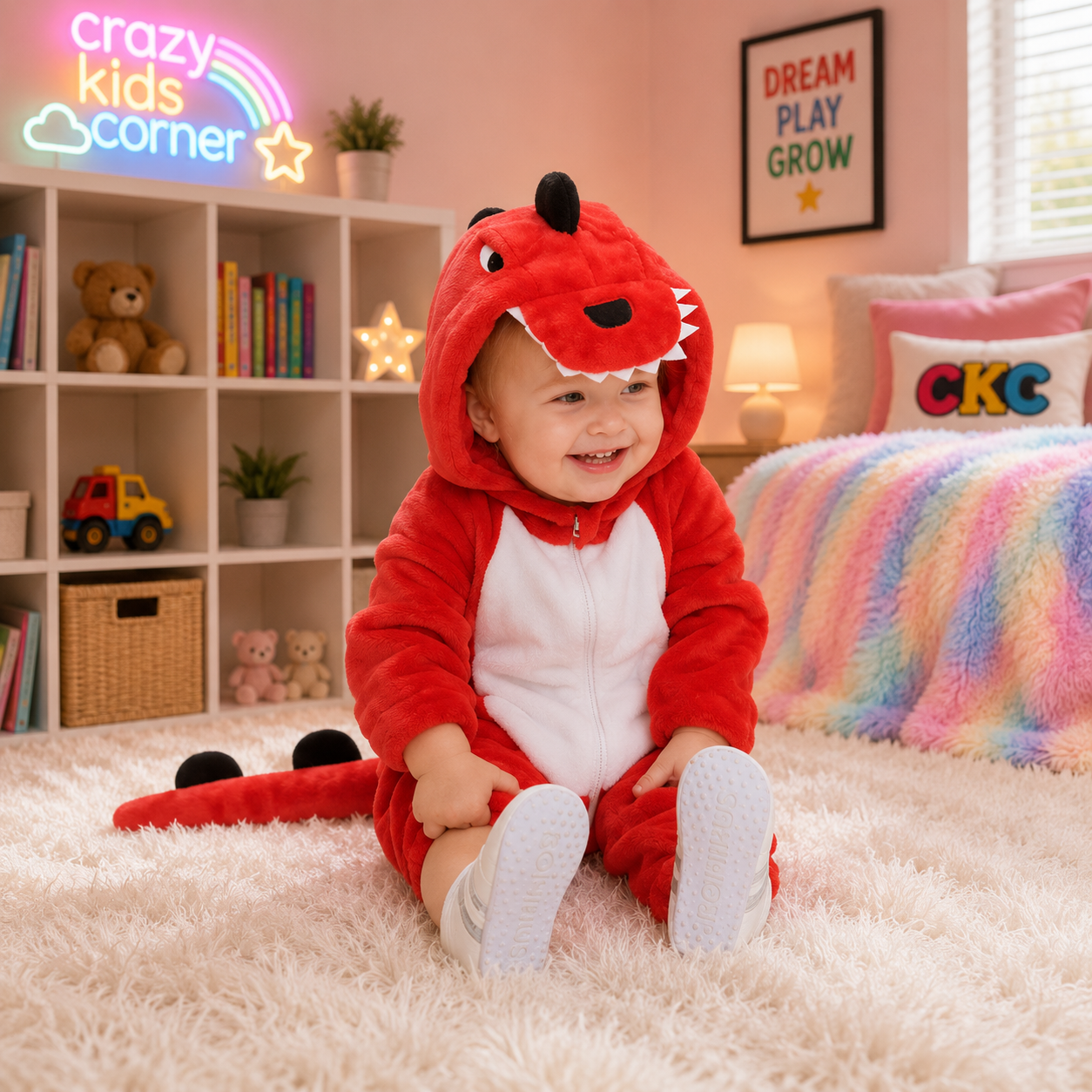 Kids Red Dinosaur Unisex Onesie