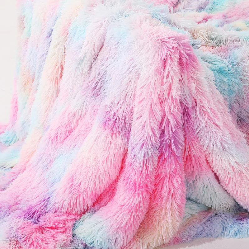 Super Soft Plush Blanket Rainbow Coral Fleece Blankets