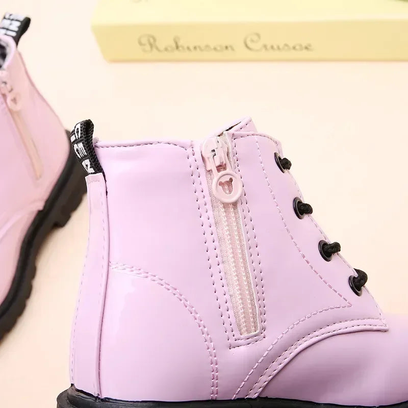 Girls Pink Mid Raise Boots