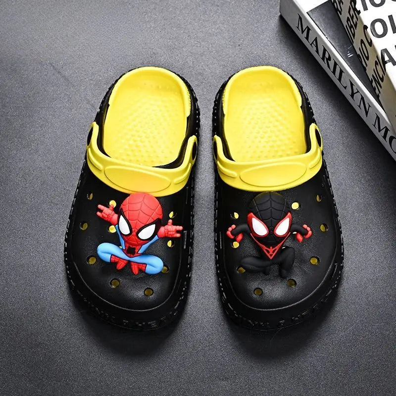 Kids Spiderman Charm White & Yellow Crocs