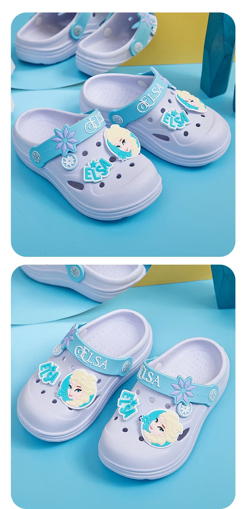 Girls Purple Anti slip Princess Elsa Crocs