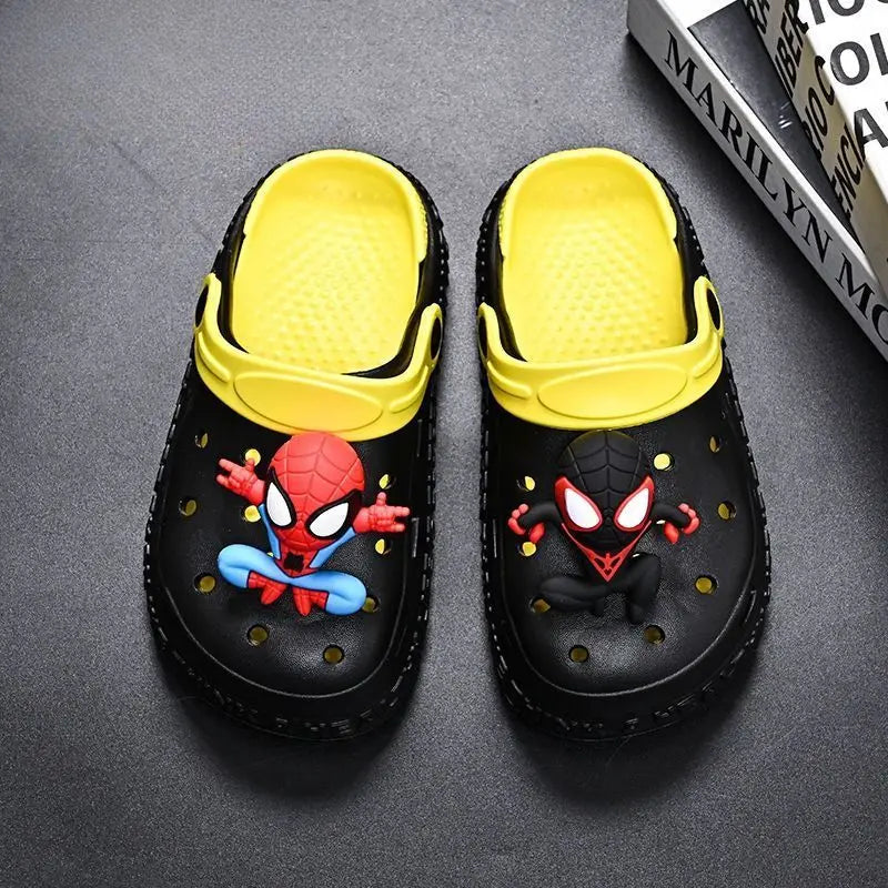 Kids Spiderman Charm White & Yellow Crocs