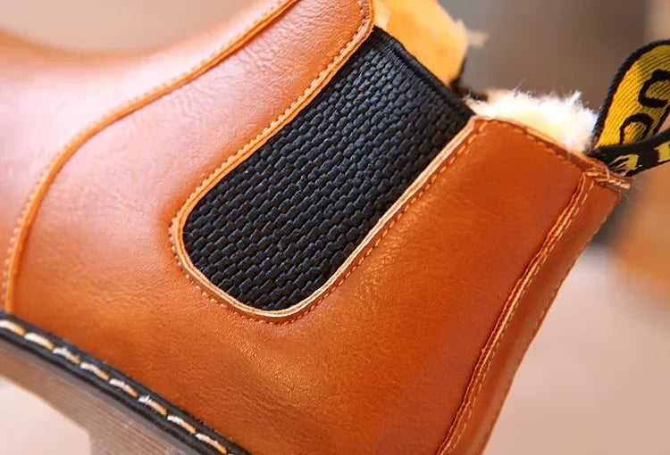 Boys Classic Fur Brown Chelsea Boots