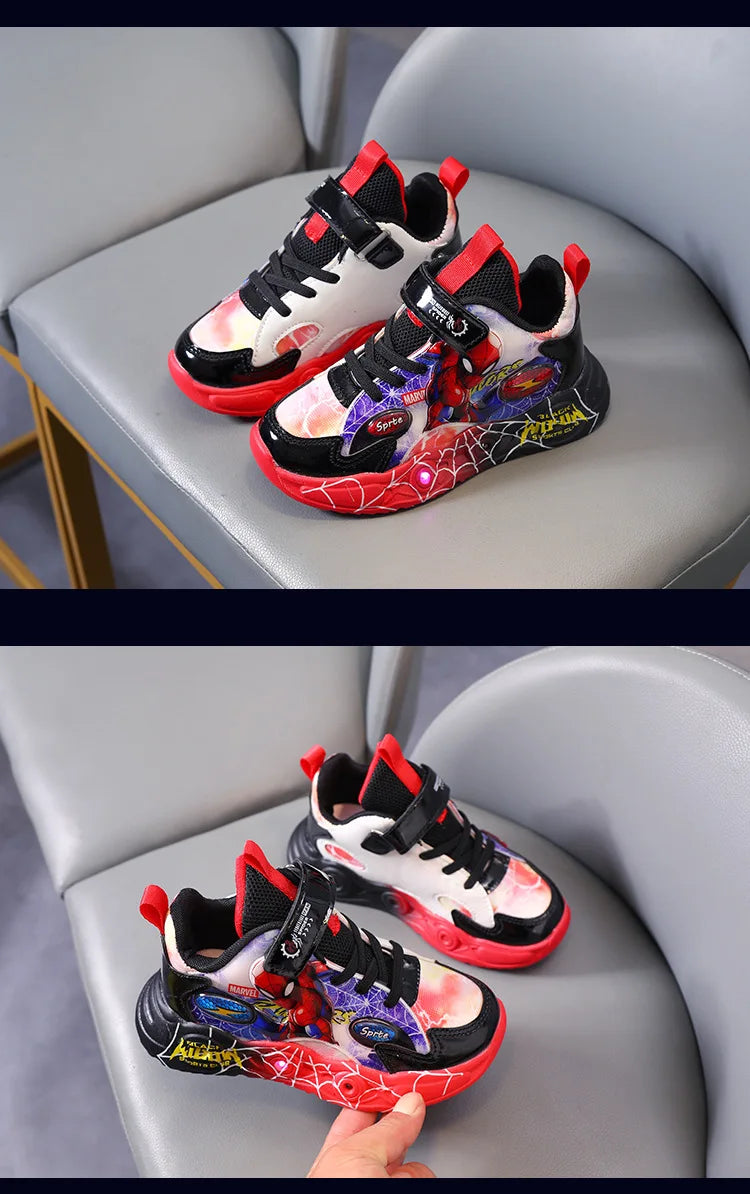 Red LED Spiderman Boys Sneakers