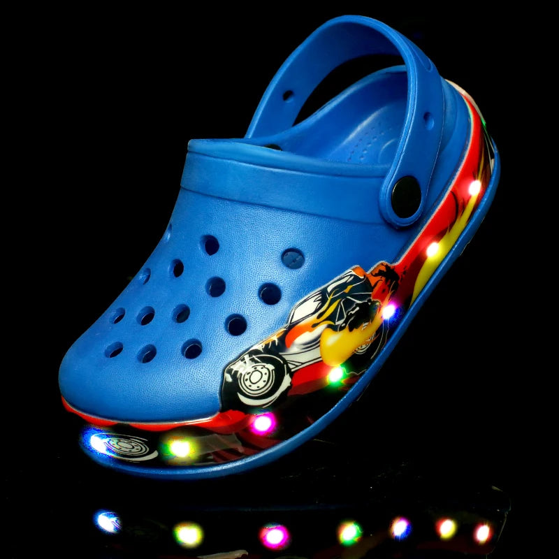 Kids  blue Superhero LED Crocs