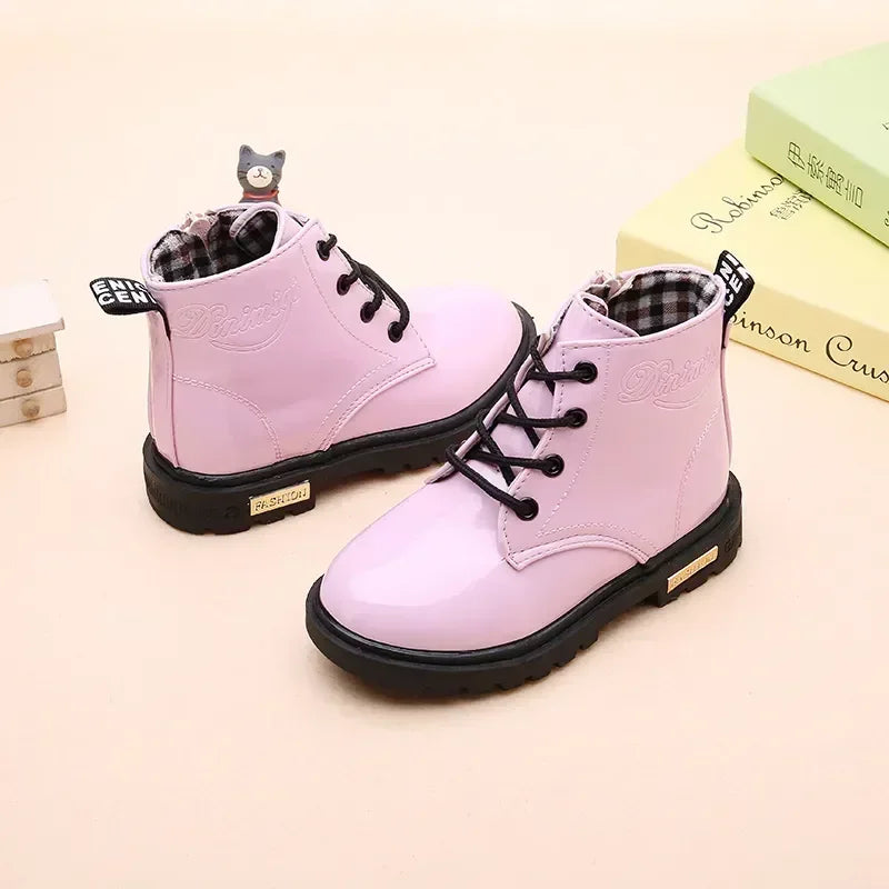 Girls Pink Mid Raise Boots