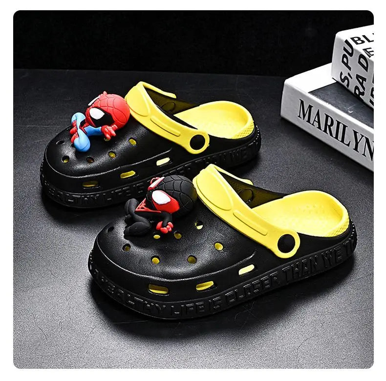 Kids Spiderman Charm White & Yellow Crocs