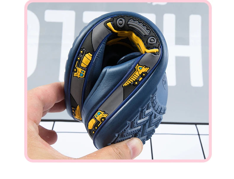 Dark Blue Construction Vehicles Print Crocs