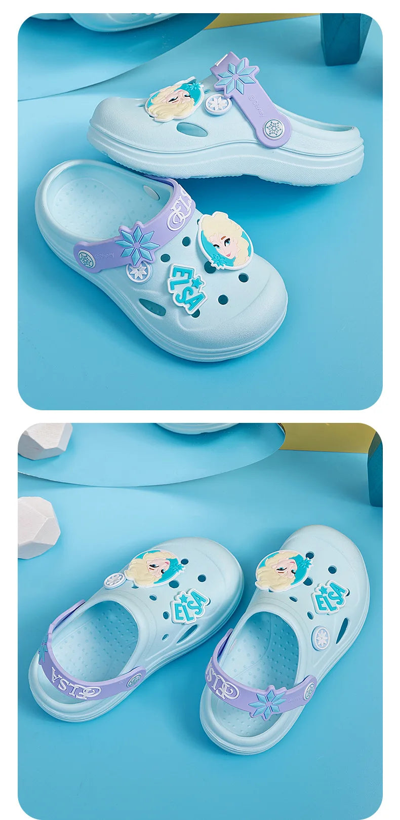 Girls Blue Anti slip Princess Elsa Crocs