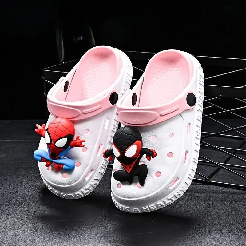 Kids Spiderman Charm White & Pink Crocs