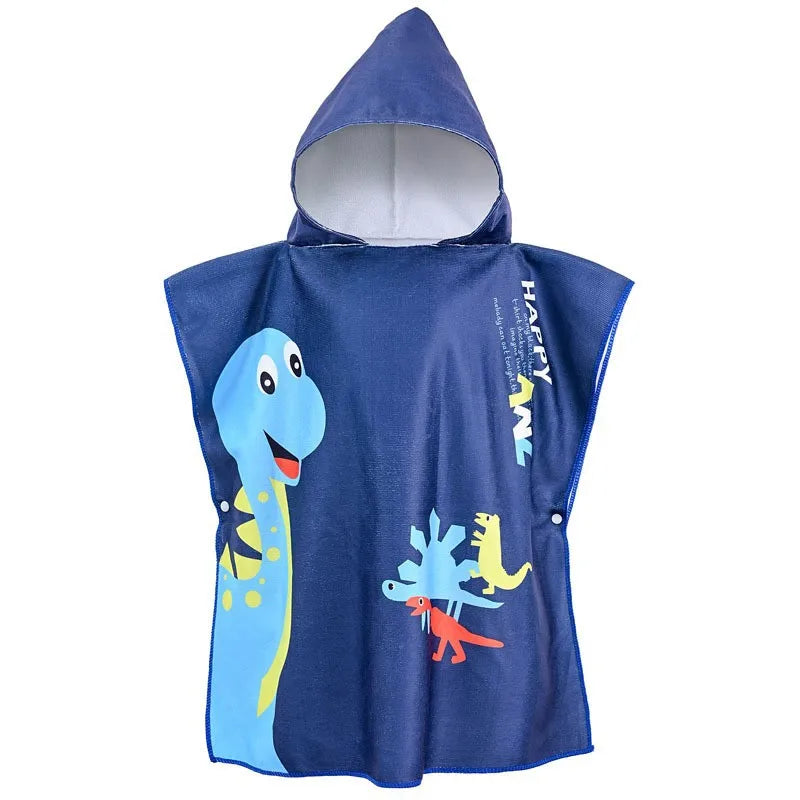 Blue Dino Hooded Beach Towel 0-8 Years
