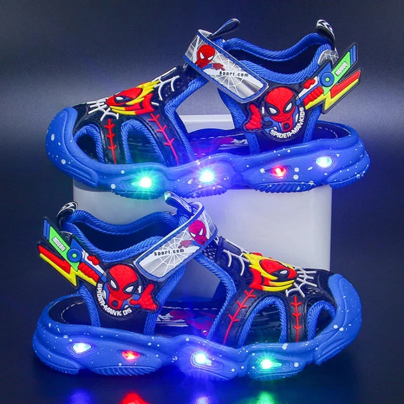 Blue Spiderman LED Sandals For Boys