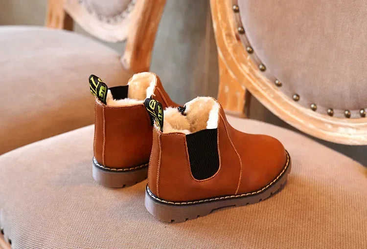 Boys Classic Fur Brown Chelsea Boots