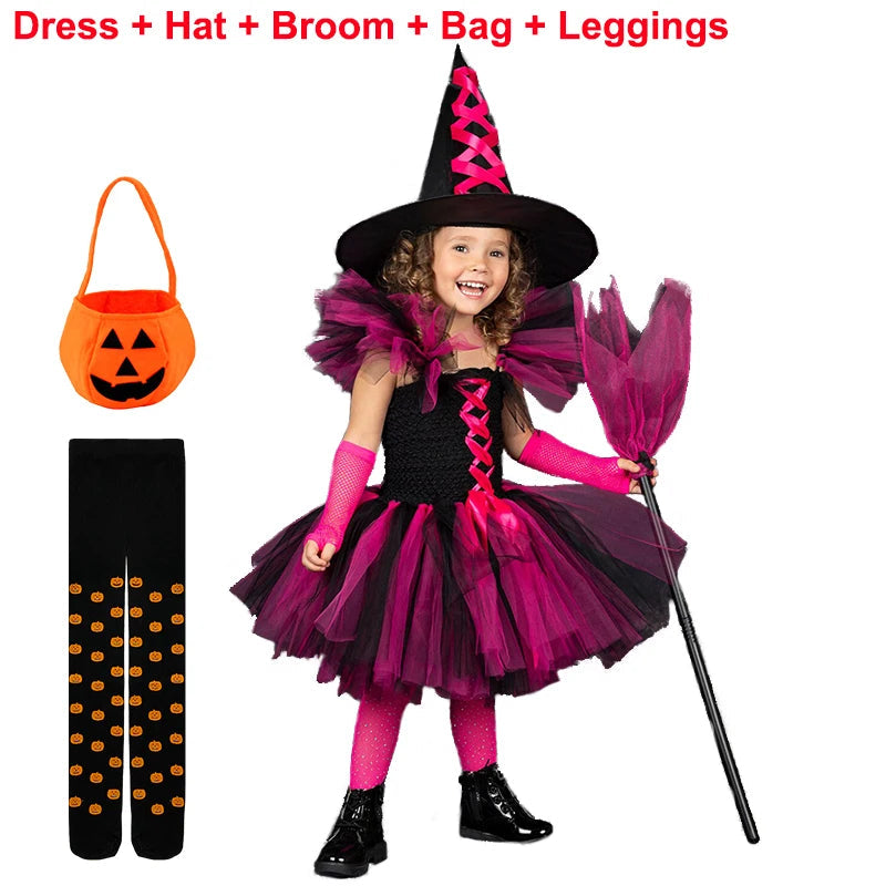 Toddlers Girl Halloween Hot Pink Witch Costume