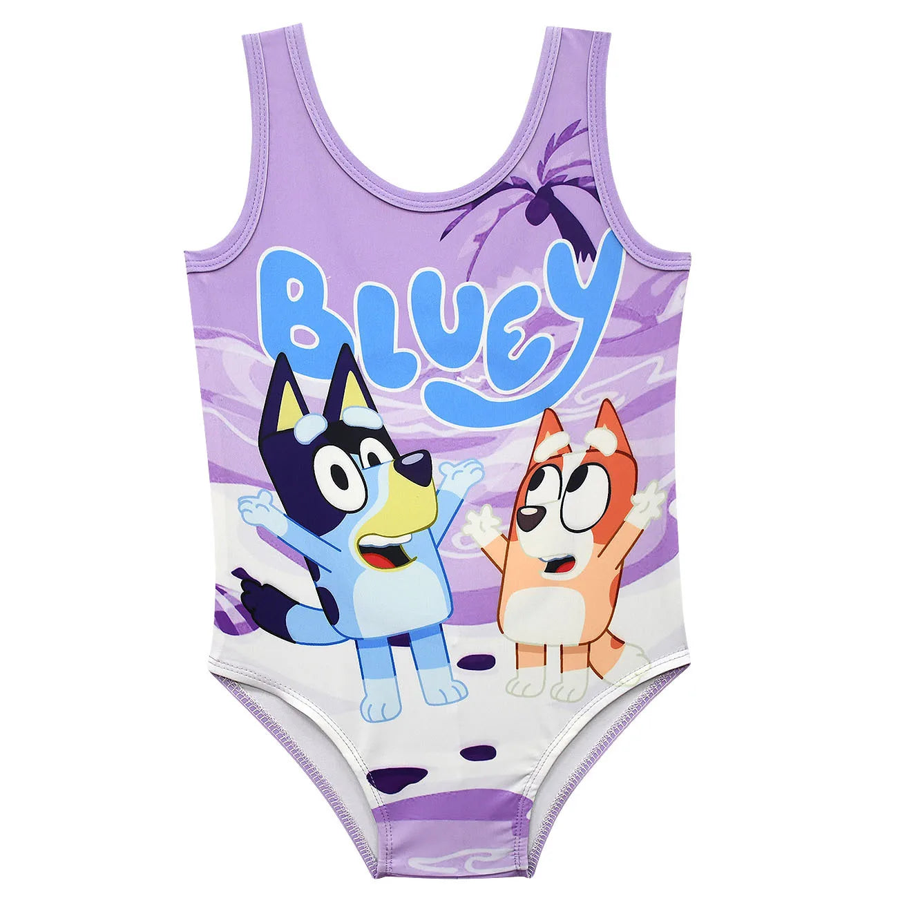 Purple Colour Bluey Print One-Piece Swimsuit