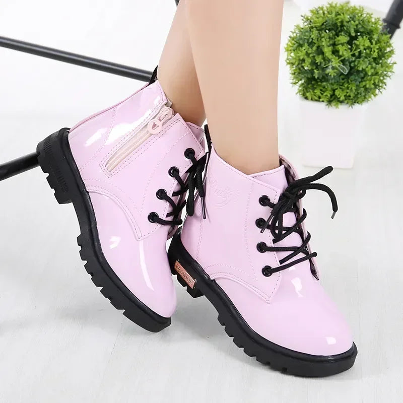 Girls Pink Mid Raise Boots