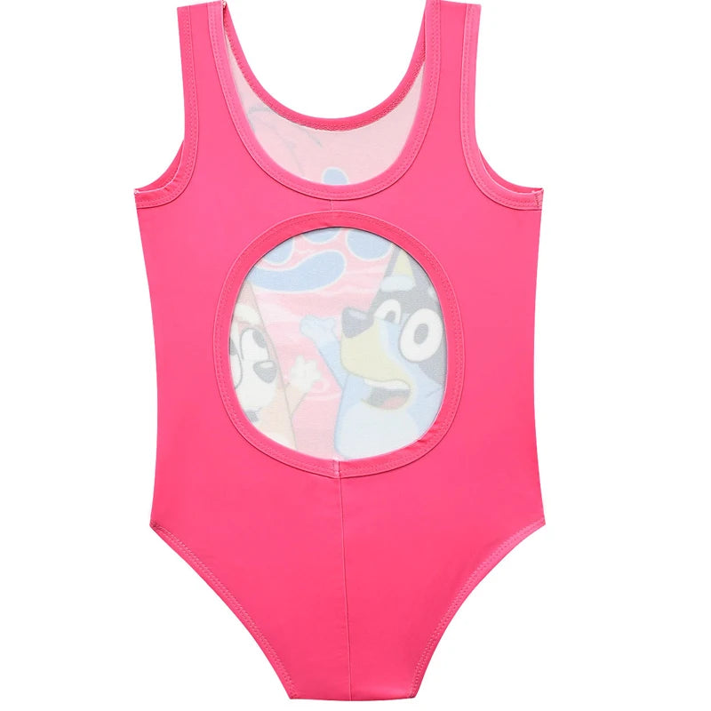 Rose Red Bluey Print One-Piece Swimsuit