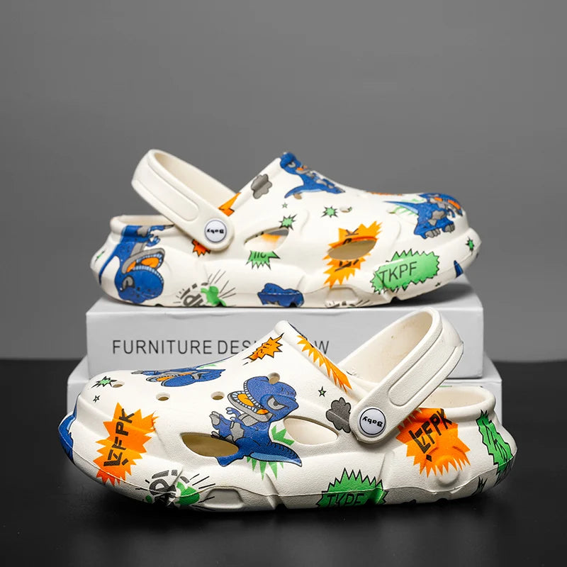 Kids Blue Dinosaur Print Crocs
