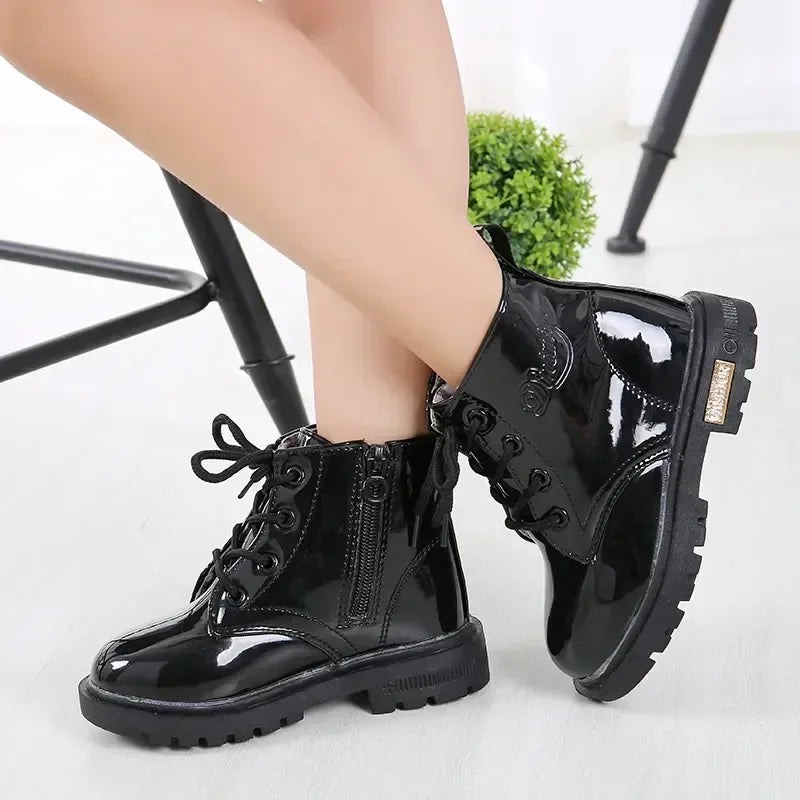 Kids Mid Raise Boots Black