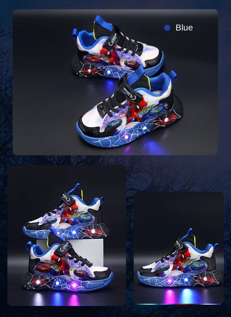 Blue LED Spiderman Boys Sneakers