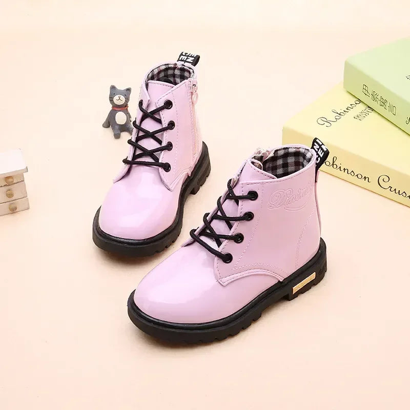 Girls Pink Mid Raise Boots