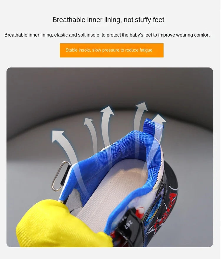 Blue LED Spiderman Boys Sneakers