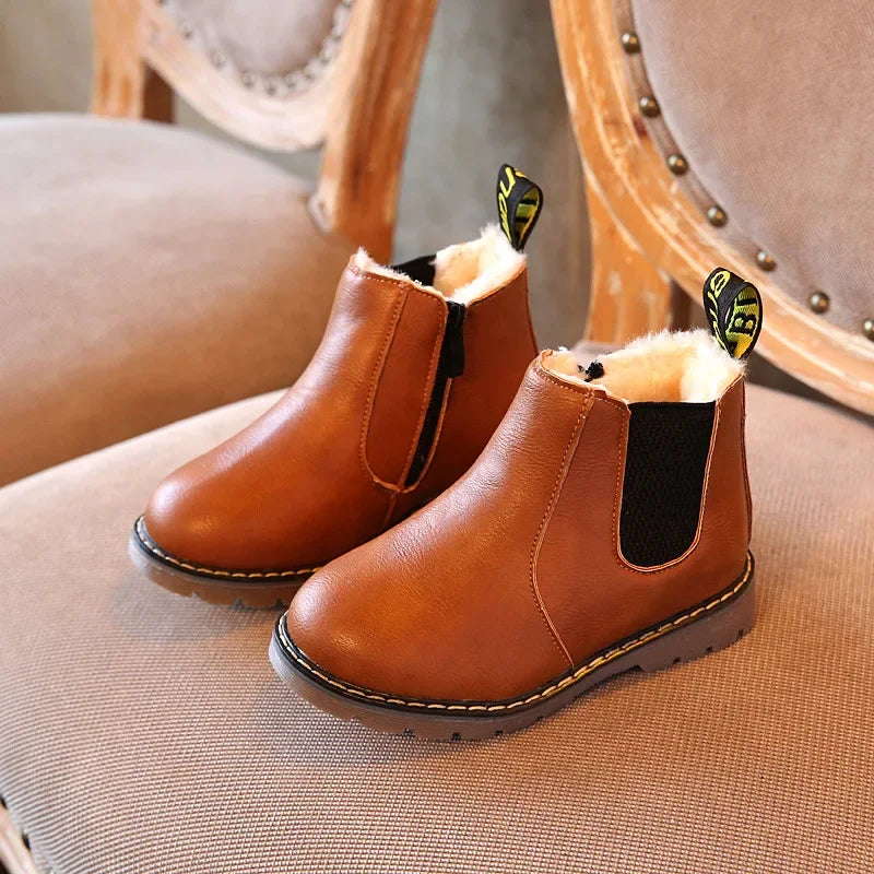 Boys Classic Fur Brown Chelsea Boots