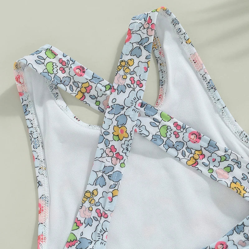 Blue Sleeveless Ruffled Swimmers