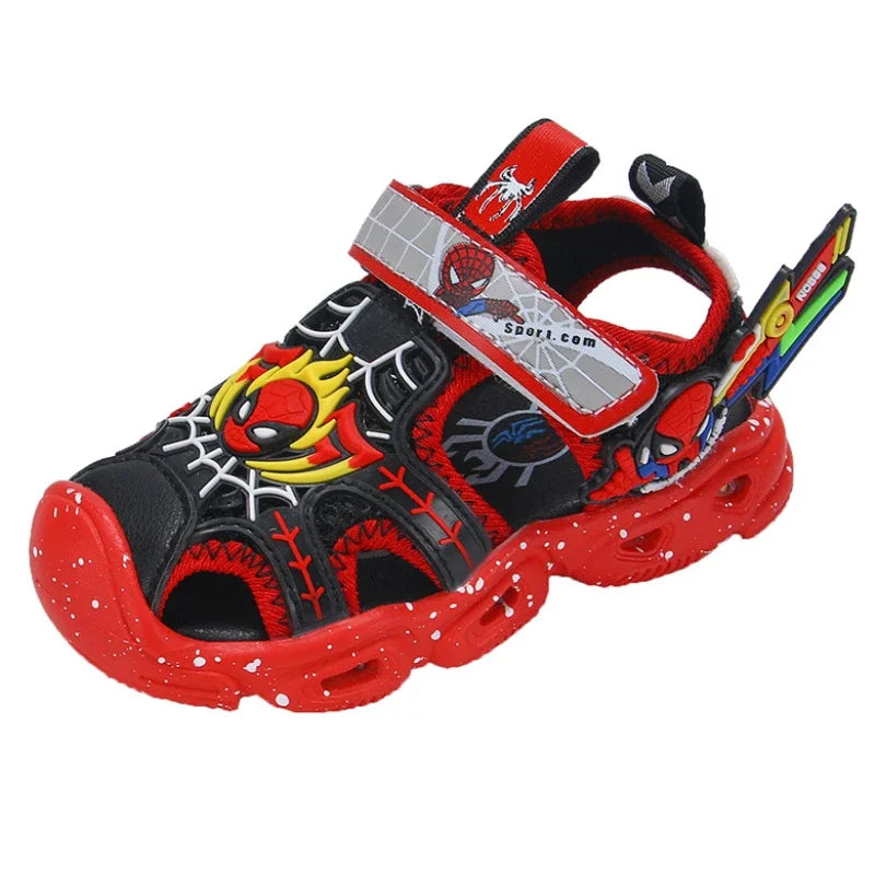Red Spiderman LED Sandals For Boys