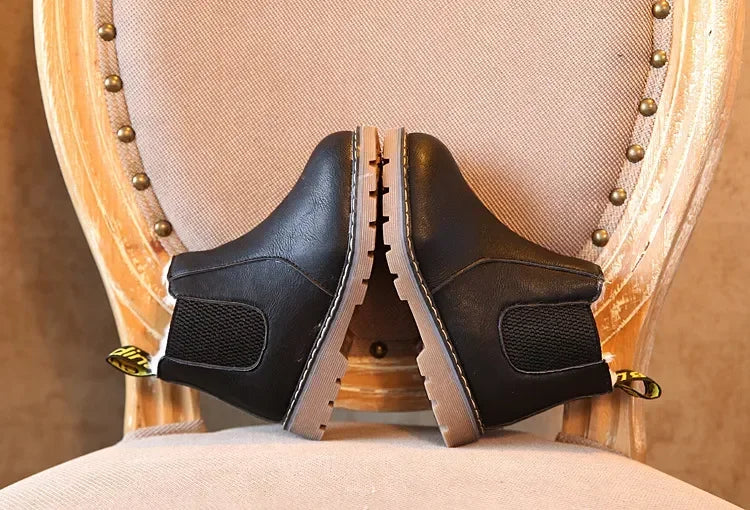 Boys Classic Black Fur Chelsea Boots