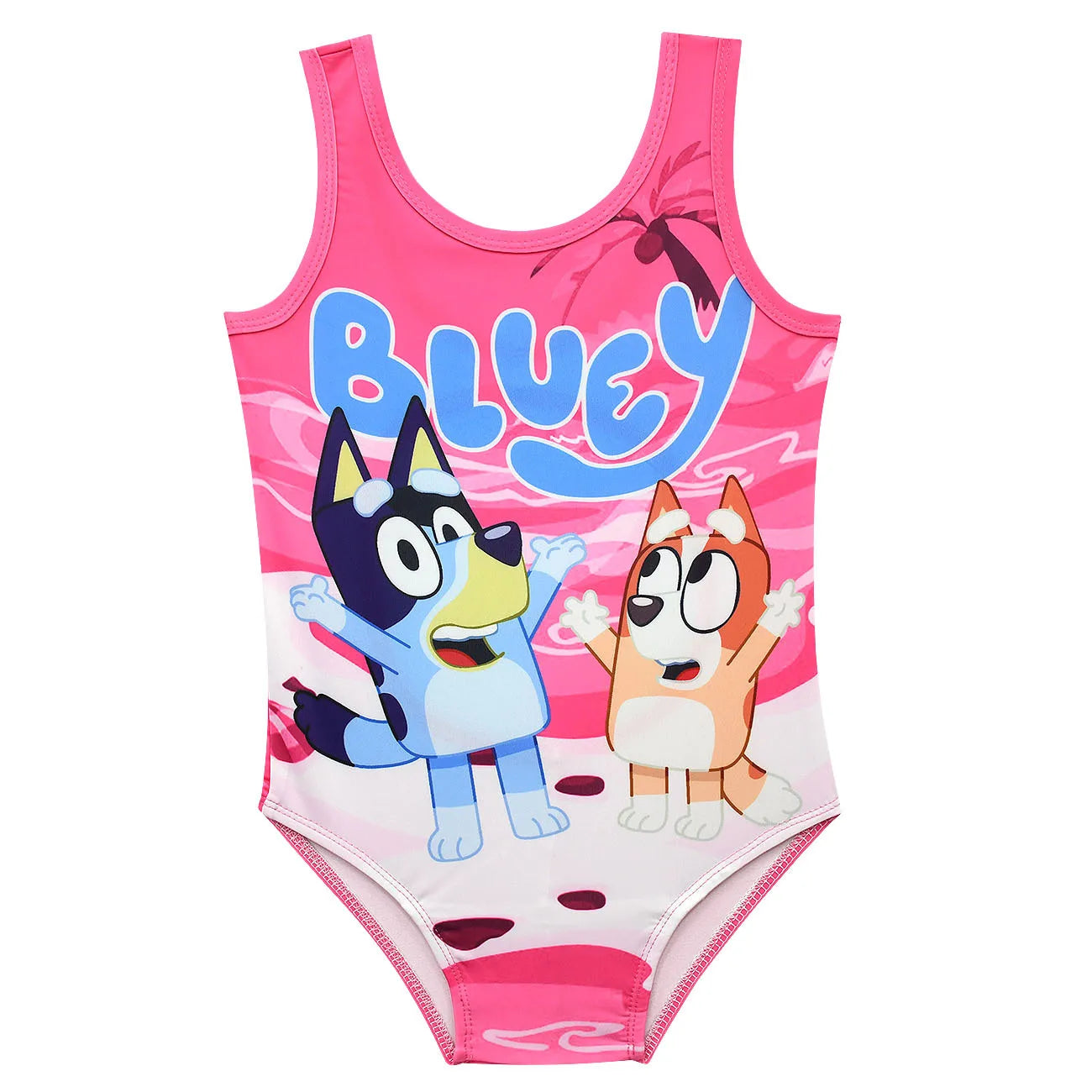 Rose Red Bluey Print One-Piece Swimsuit
