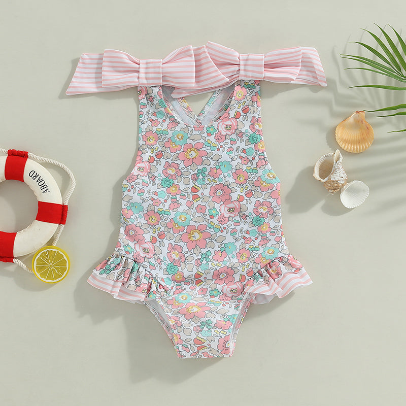 Pink Sleeveless Ruffled Swimmers