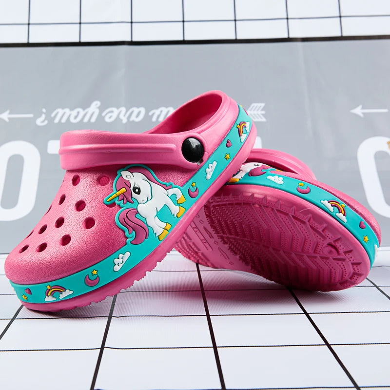 Rose Red Unicorn Print Crocs