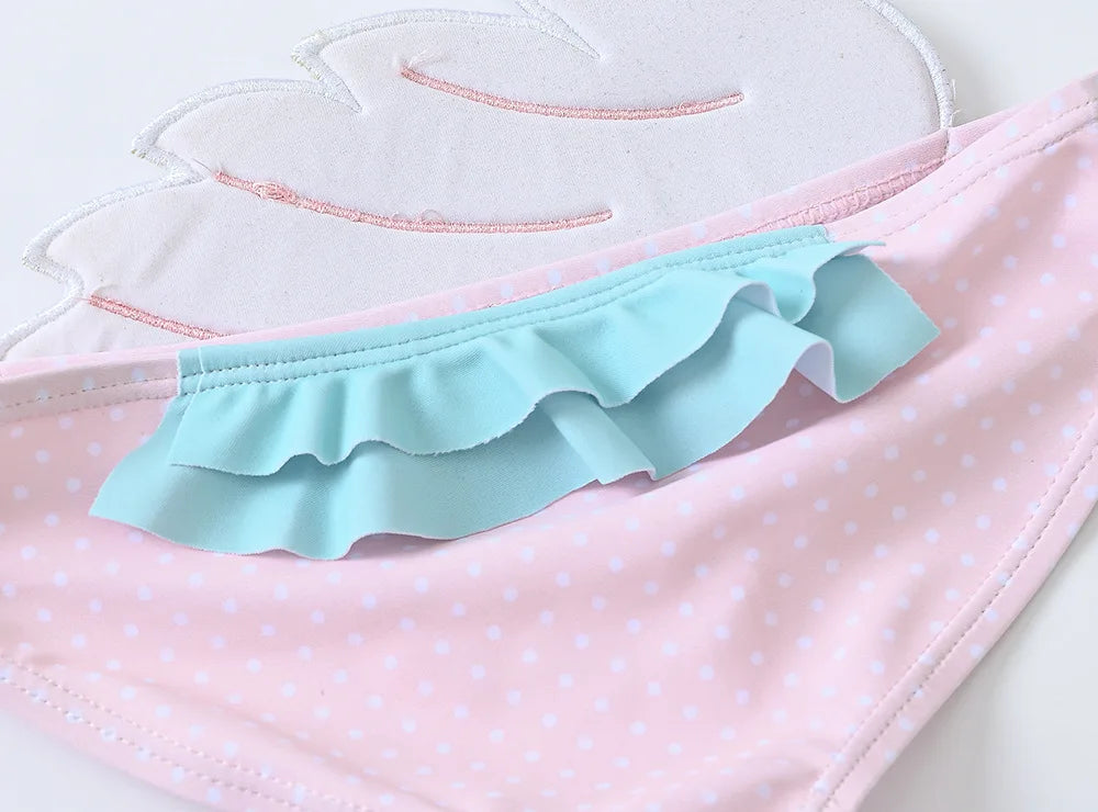 1-7Y Swan One Piece Bikini Swimmers