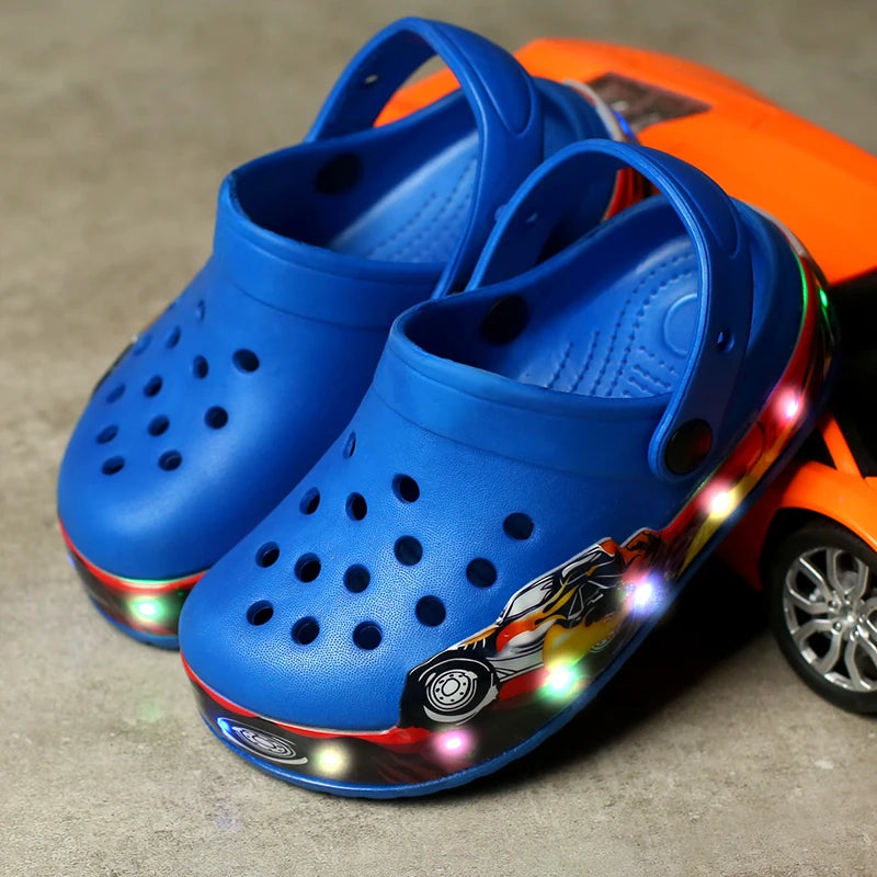Kids  blue Superhero LED Crocs