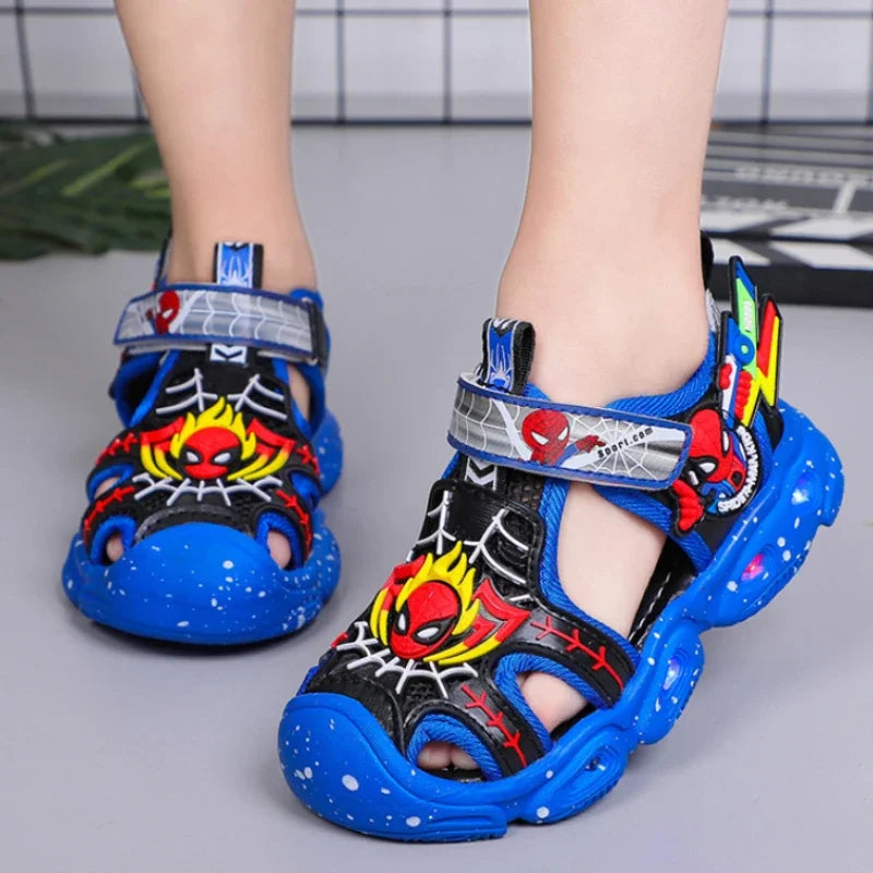 Blue Spiderman LED Sandals For Boys