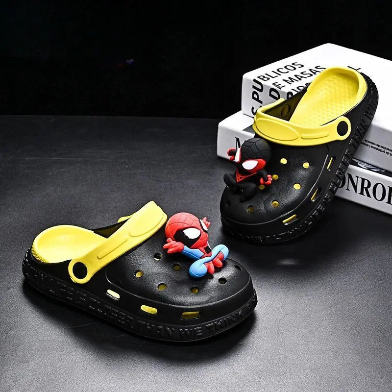 Kids Spiderman Charm White & Yellow Crocs