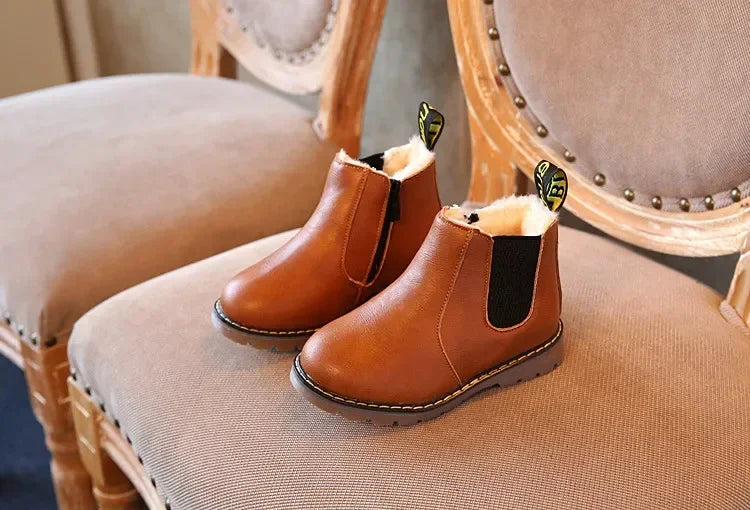Boys Classic Fur Brown Chelsea Boots