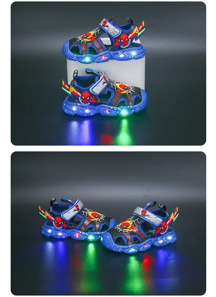 Blue Spiderman LED Sandals For Boys