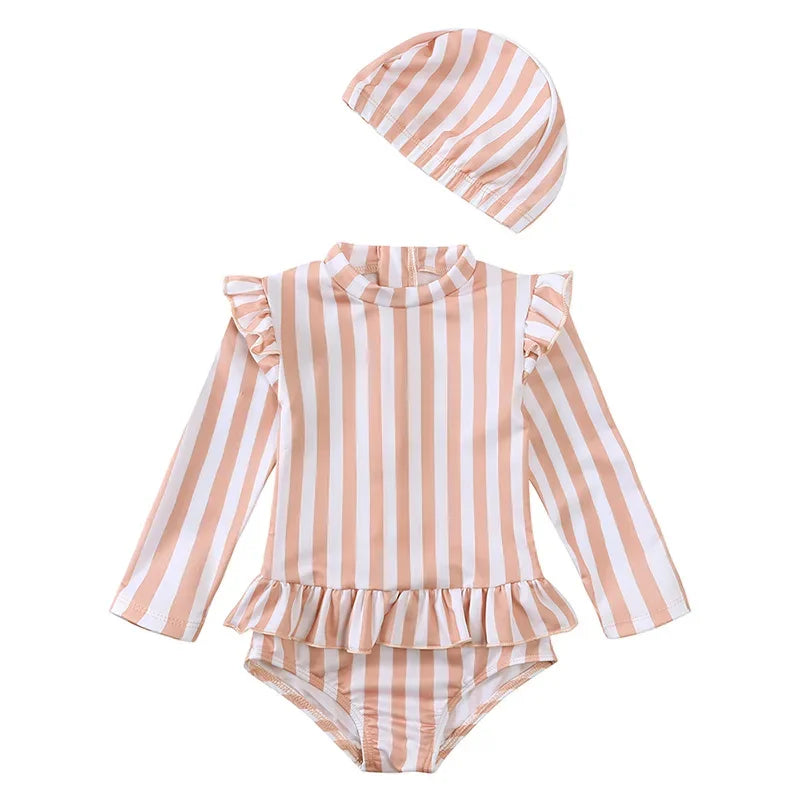 2024 Summer Pink UPF50+ Long Sleeves One Piece Swimmers