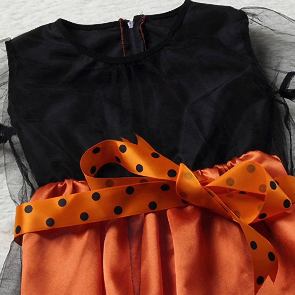 Toddlers Girl Orange Halloween Witch Costume