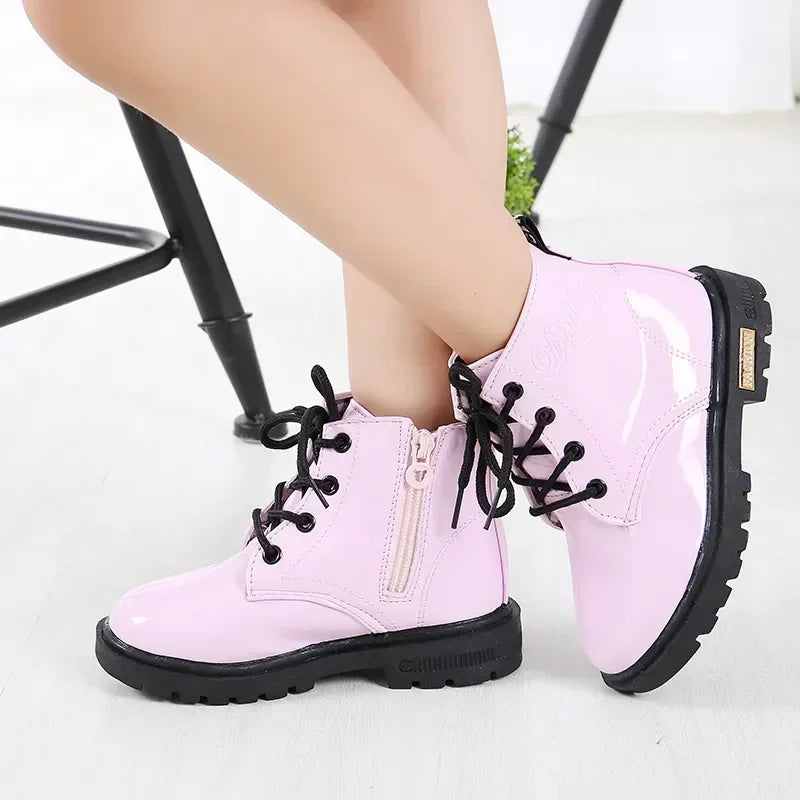 Girls Pink Mid Raise Boots