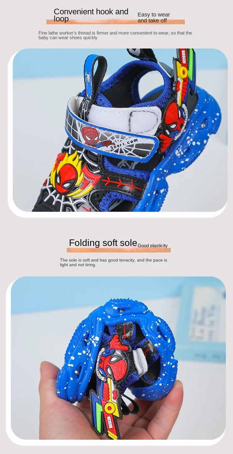 Blue Spiderman LED Sandals For Boys