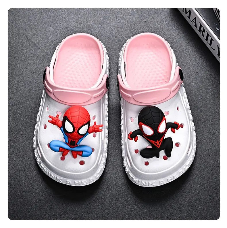 Kids Spiderman Charm White & Pink Crocs