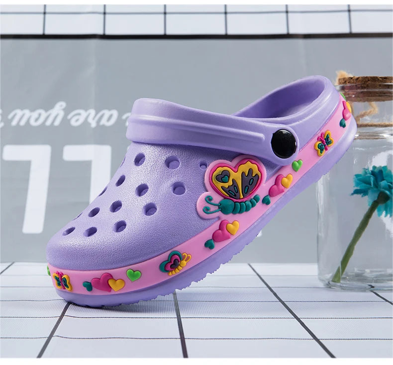 Purple Love hearts & Snail Print Crocs