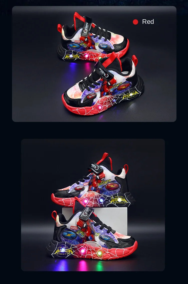 Red LED Spiderman Boys Sneakers