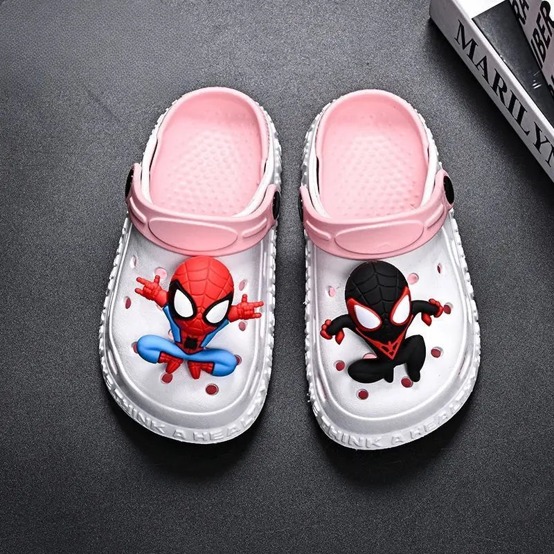 Kids Spiderman Charm White & Pink Crocs