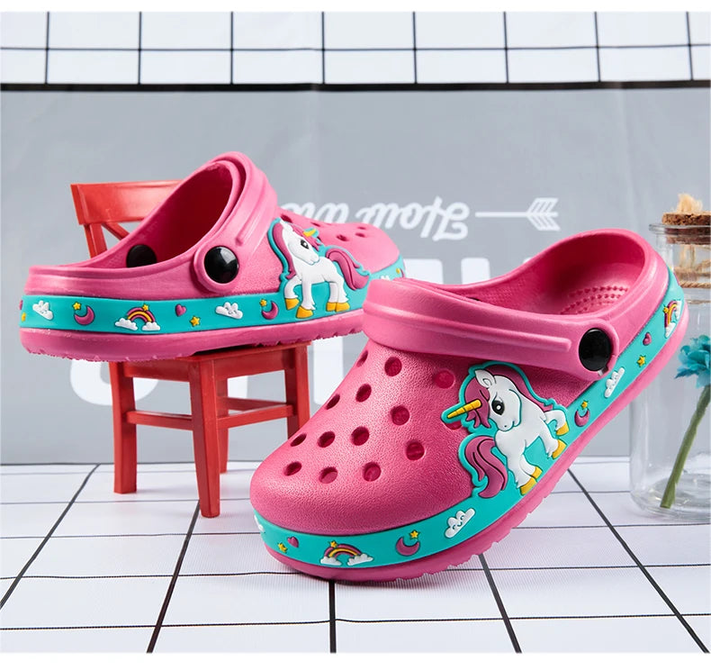 Rose Red Unicorn Print Crocs