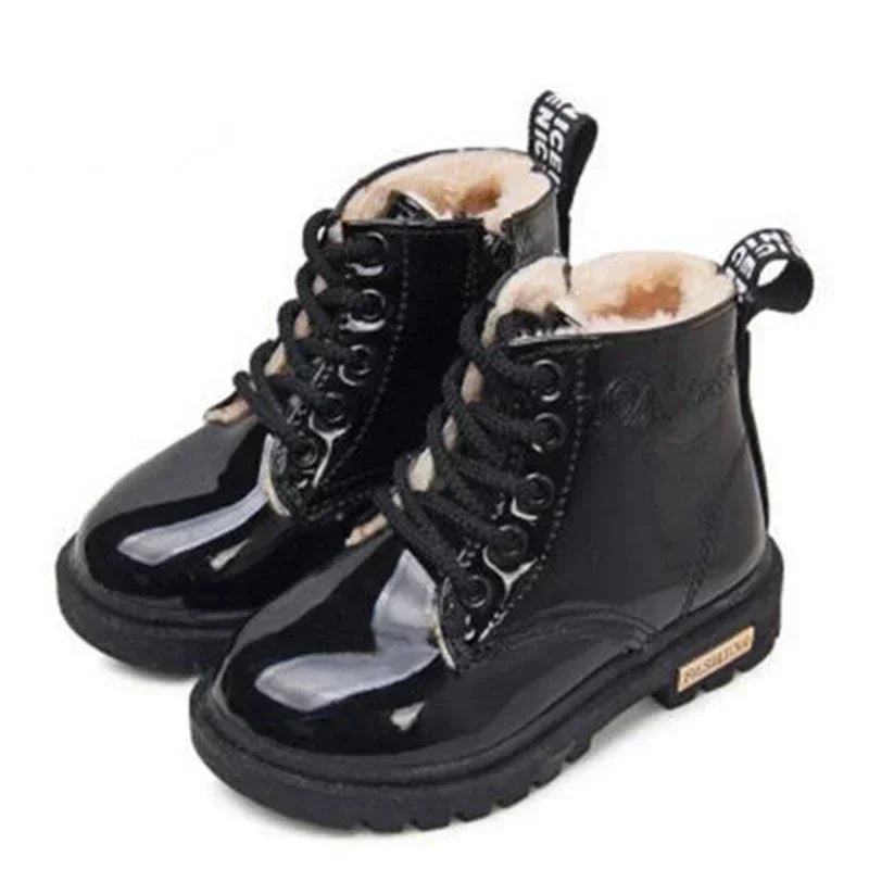 Kids Mid Raise Boots Fur Black