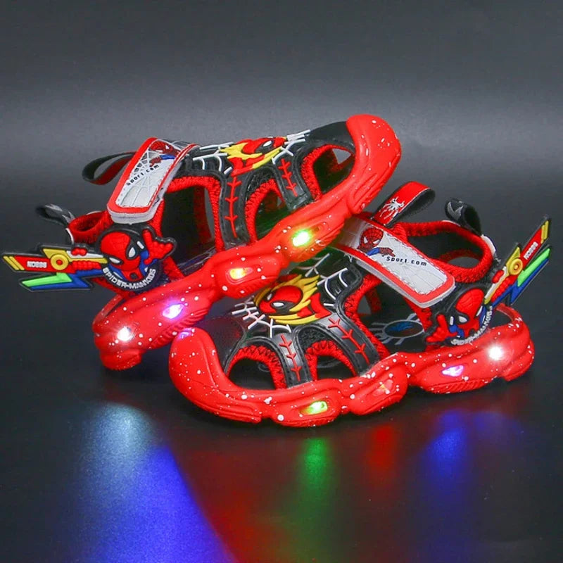 Red Spiderman LED Sandals For Boys